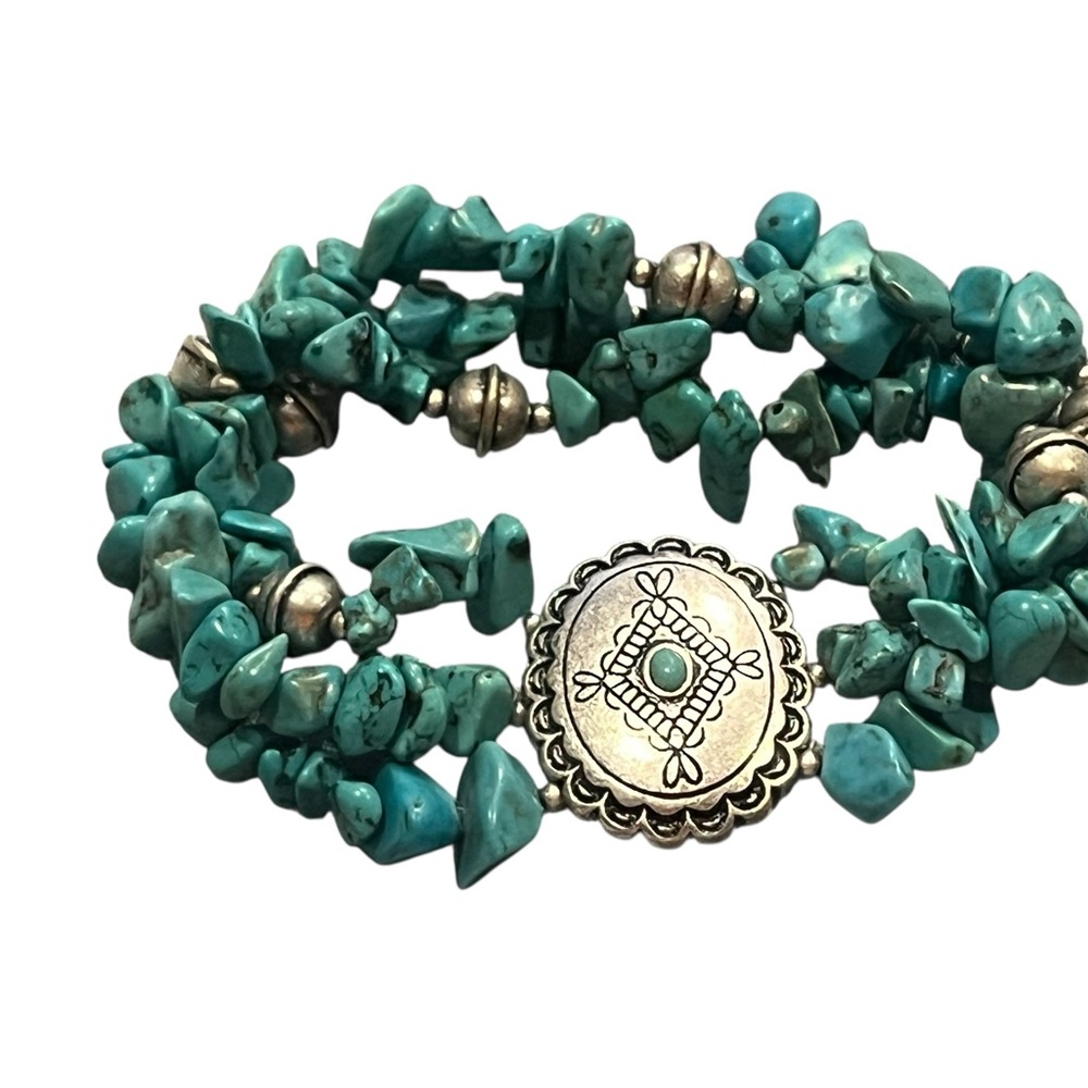 Turquoise Beaded Bracelet with Silver Accents